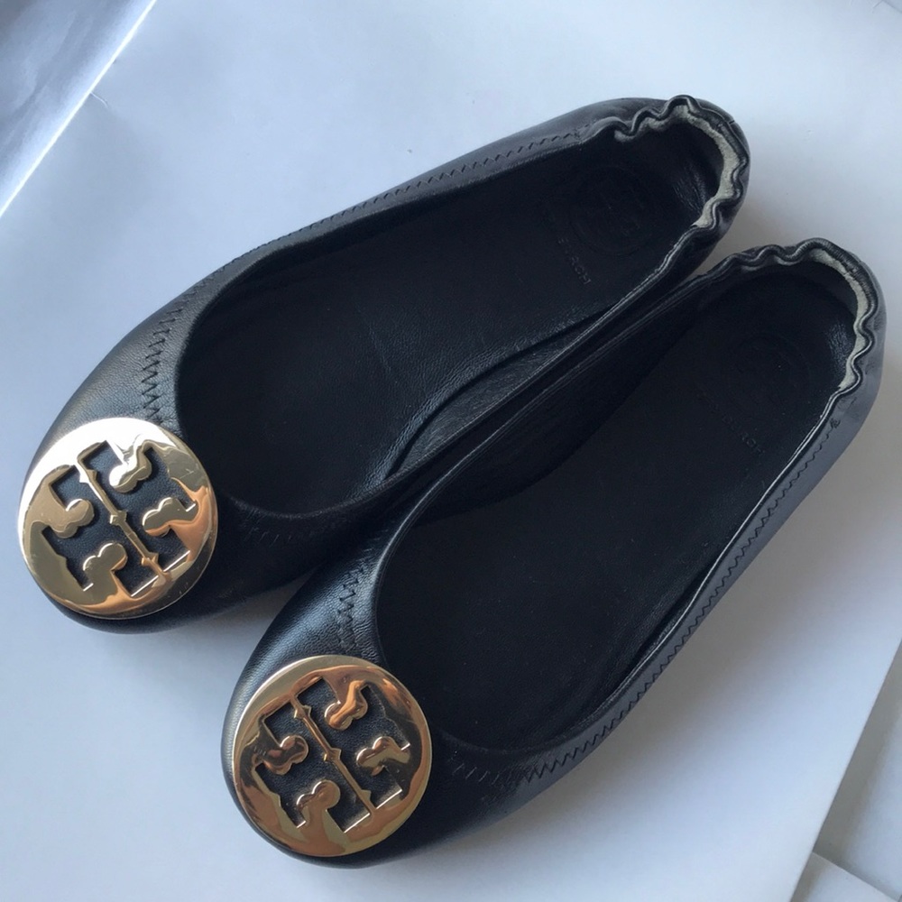 Tory Burch Minnie Ballet Flat Black and Gold